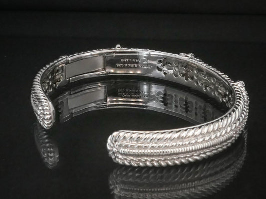 Estate Sterling Silver CZ Judith Ripka Cable Hinged Cuff Bracelet 48.6g i14124