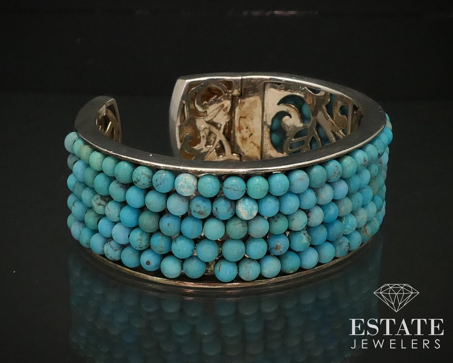 Sterling Natural Turquoise Whitney Kelly Southwestern Cuff Bracelet 64g i14650