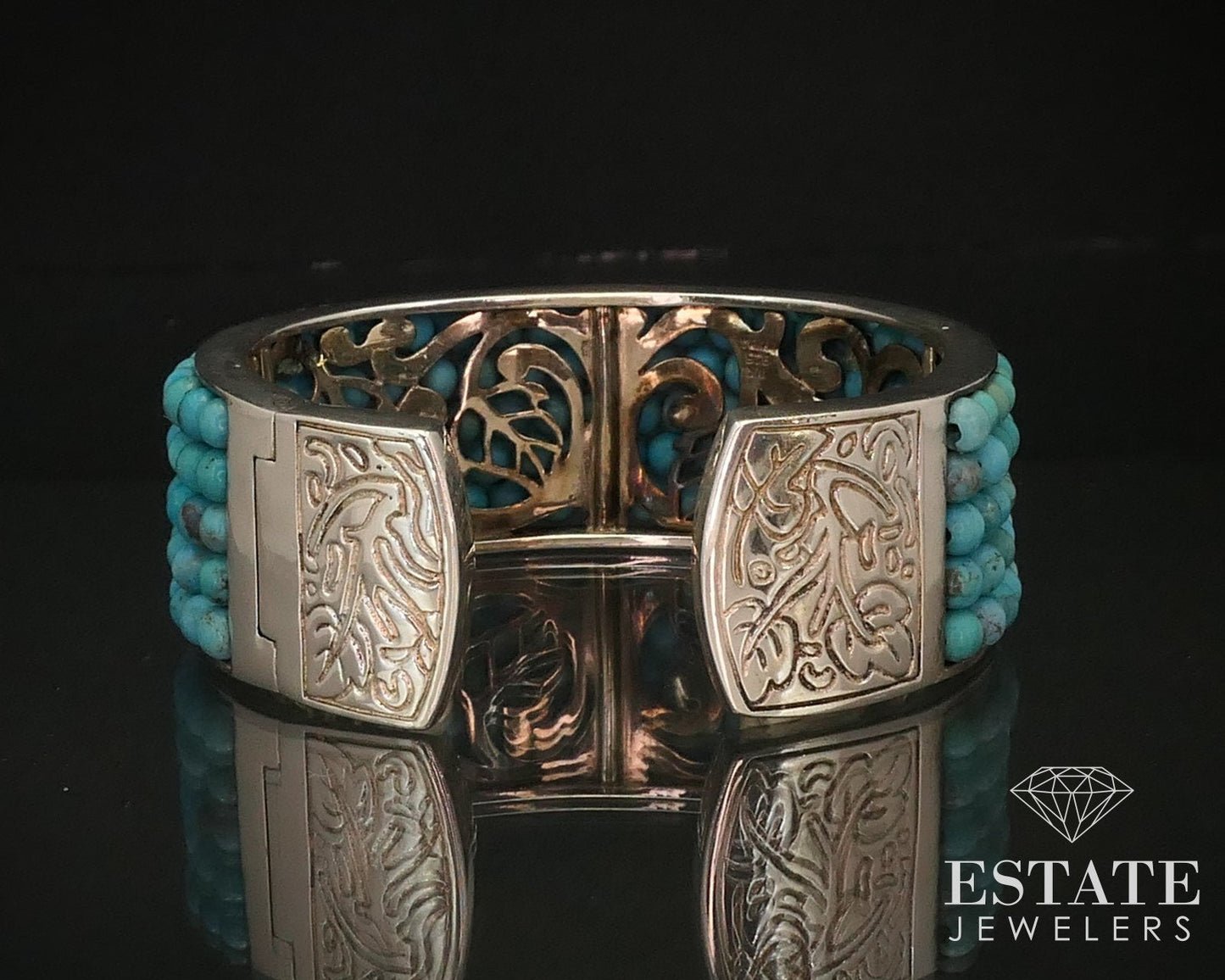 Sterling Natural Turquoise Whitney Kelly Southwestern Cuff Bracelet 64g i14650