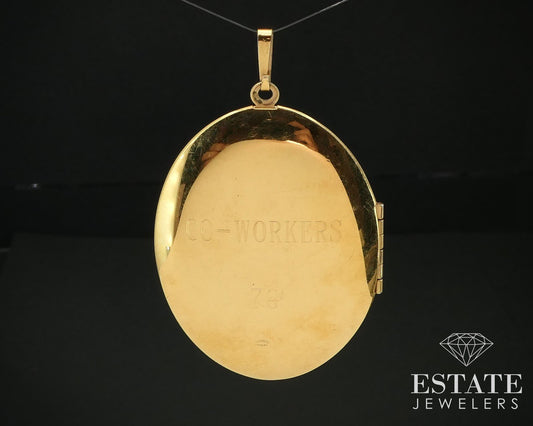 Vintage Gold Filled Engraved Floral Oval Locket Pendant 29.9g i14642