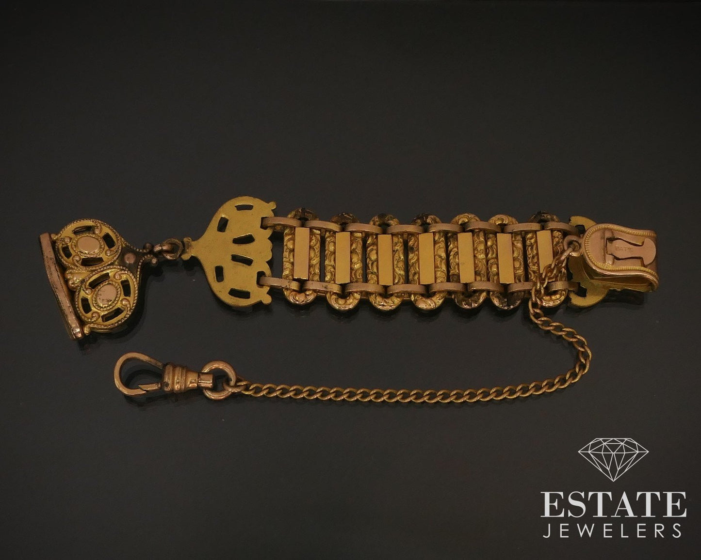 Antique Victorian Gold Filled Chain Style Banner Watch Fob 31.7g 4.5"L i14630