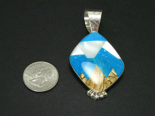 Sterling Jay King Mine Finds Natural Multi Gem Large Pendant 21.5g i14398