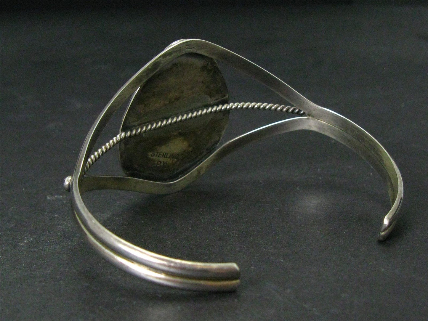 Vintage Sterling Pat Yazzie Navajo Natural Black Onyx Cuff Bracelet 19g i14494