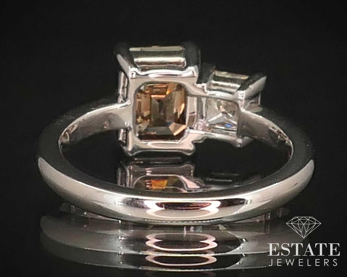 14k White Gold Champagne & White Natural 2.60ctw Diamond Ring 4.4g i14542