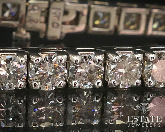 14k White Gold Round 10.00ctw Natural Diamond Tennis Bracelet 21g 7"L i14580