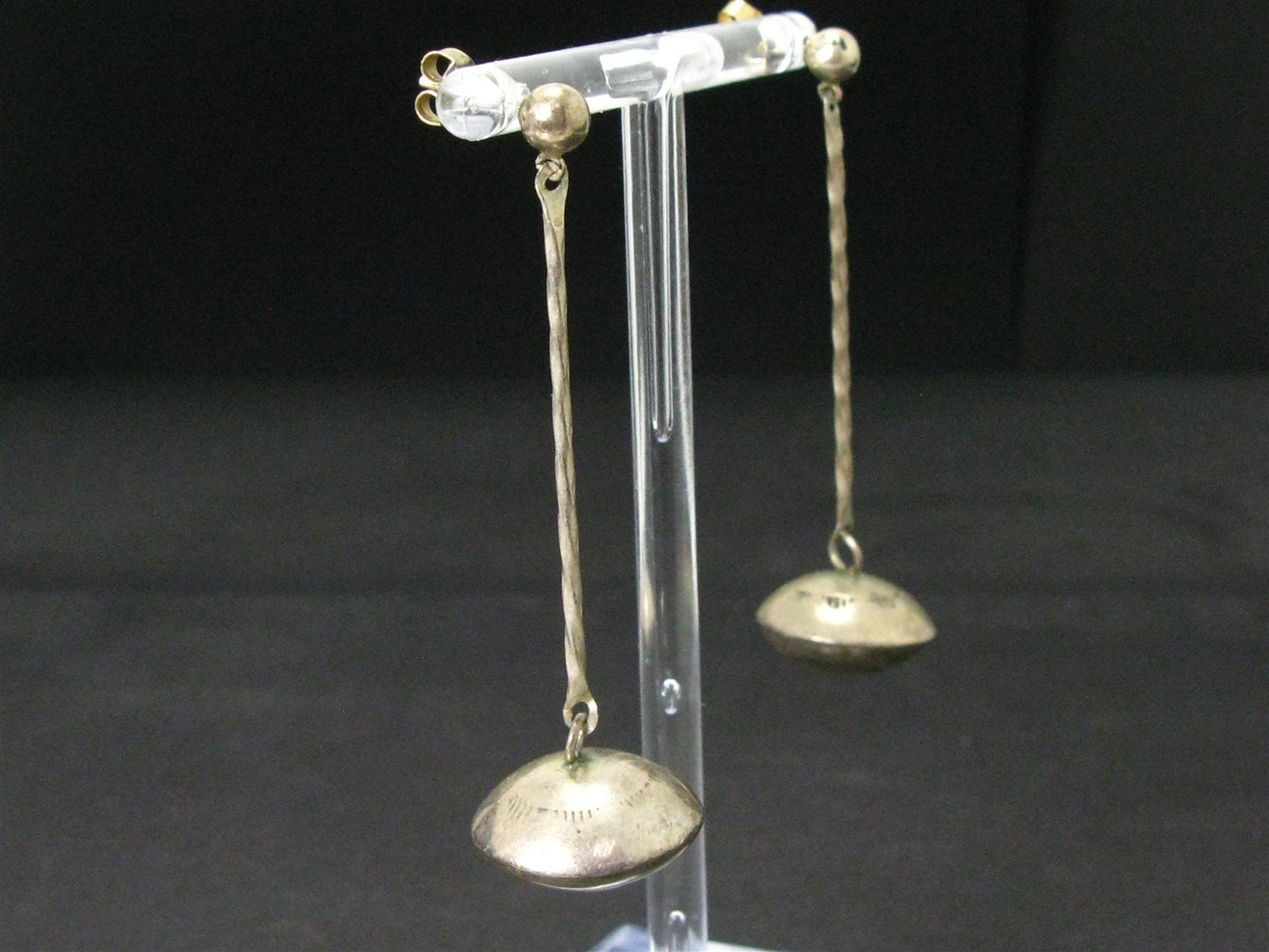 Vintage Sterling 925 Navajo Long Beaded Dangle Earrings 6.8g i14866