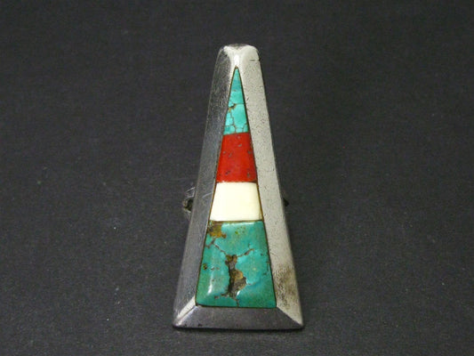 Vintage Sterling Signed P.A. Wise Navajo Multi Gem Large Ring 25.6g i14855