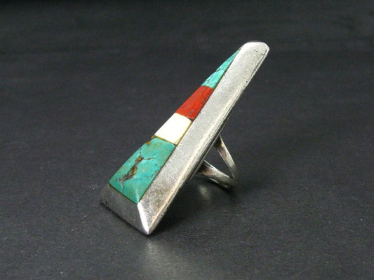 Vintage Sterling Signed P.A. Wise Navajo Multi Gem Large Ring 25.6g i14855