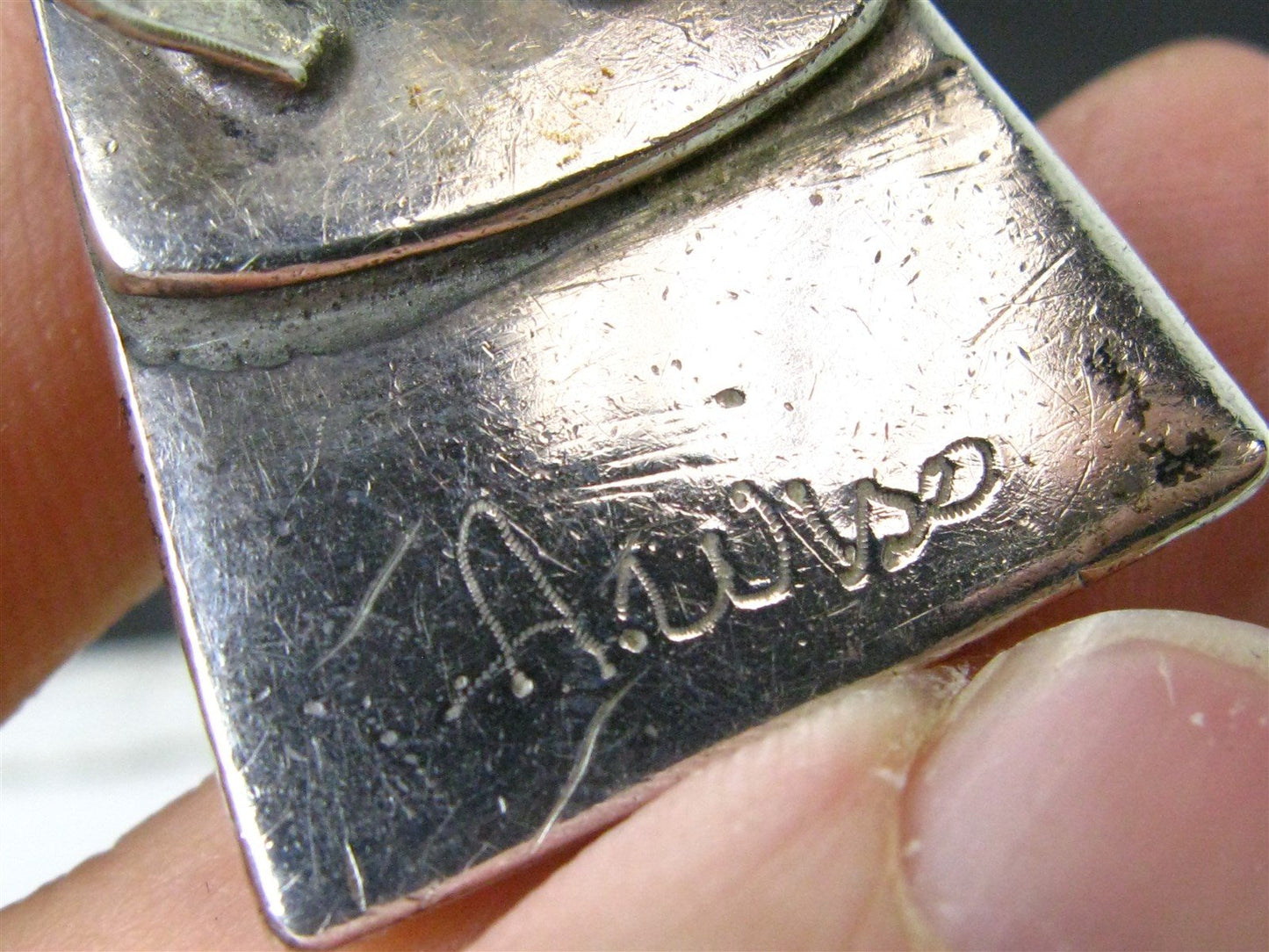 Vintage Sterling Signed P.A. Wise Navajo Multi Gem Large Ring 25.6g i14855