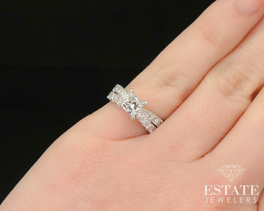 14k White Gold Princess GSI Natural 1.76ctw Diamond Engagement Ring 4.7g i14885
