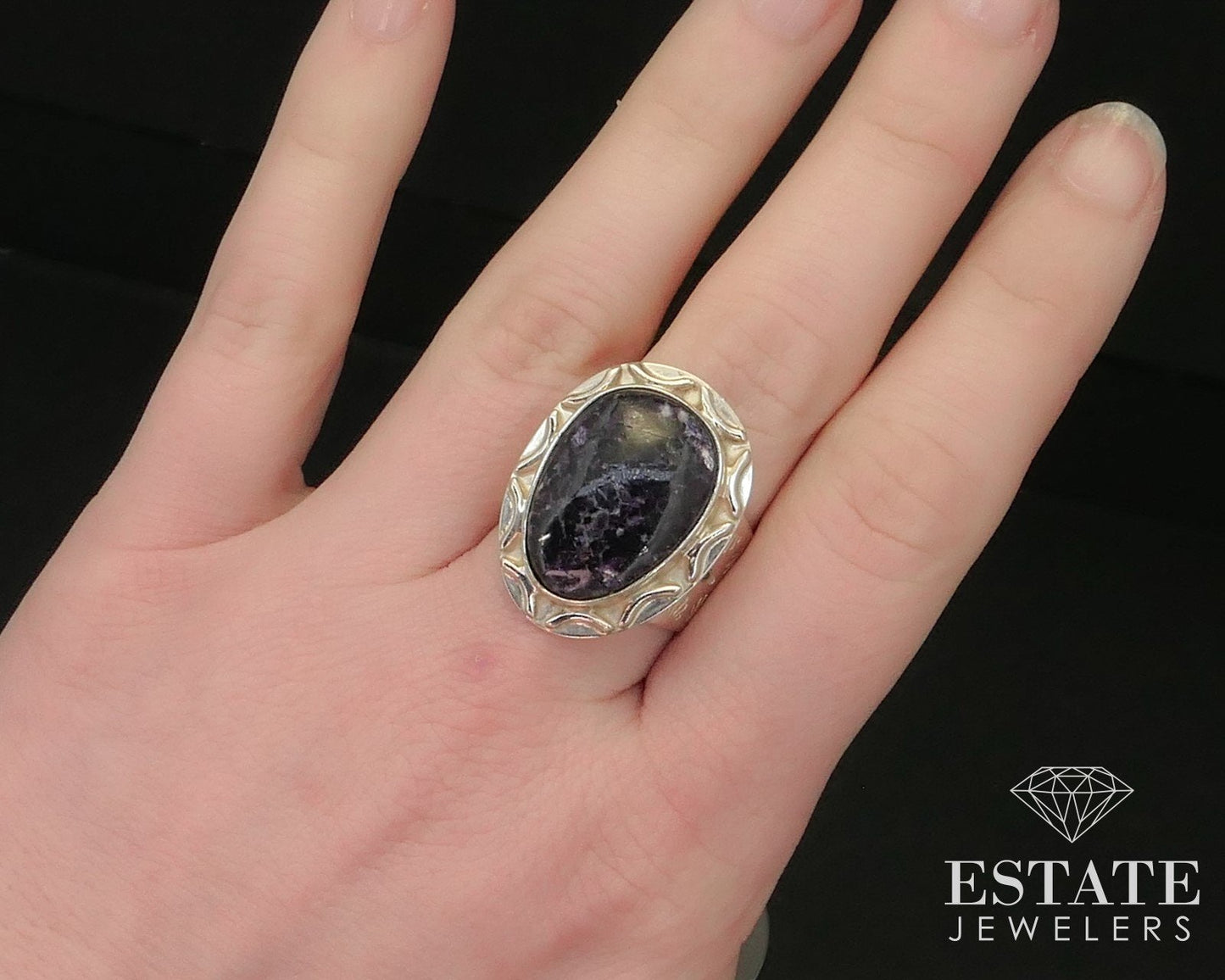 Sterling Jay King Mine Finds Natural Purple Charoite Ring & Earrings 27g i15300
