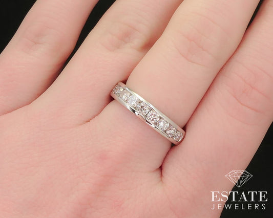 14k White Gold Natural .98ctw Diamond Ladies Wedding Band Ring 3.8g i3726