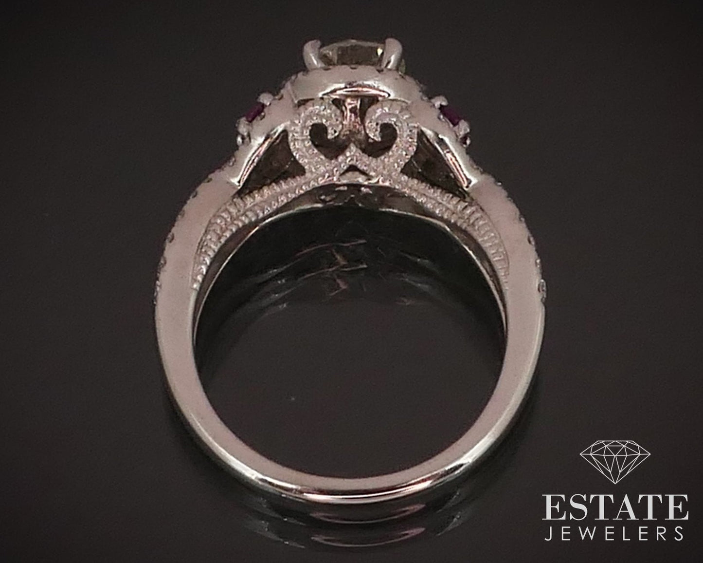 14k White Gold Natural 1ctw Diamond & Pink Sapphire LeVian Engagement Ring i1142