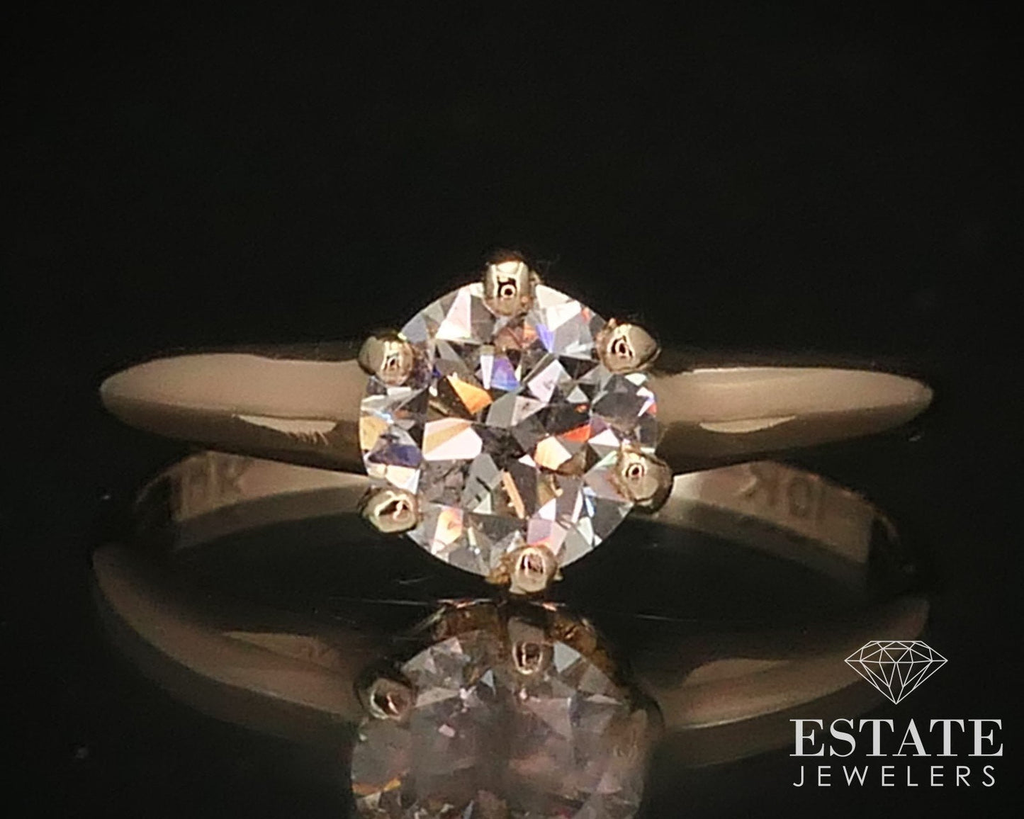 Antique 10k Yellow Gold European Cut .72ct Diamond Solitaire Ring 2.1g i10896