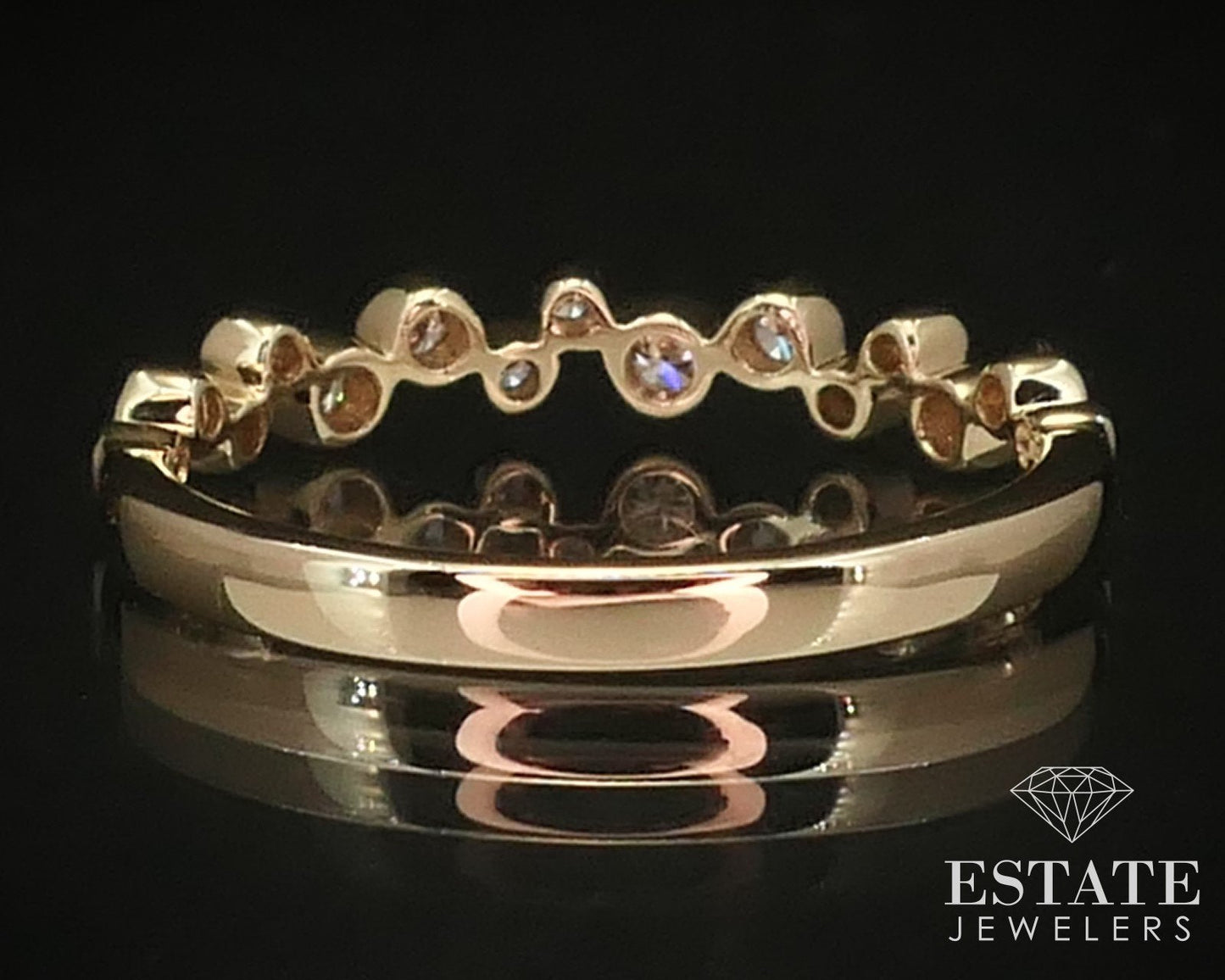 14k Yellow Gold Natural .19ctw Diamond Ladies Wedding Band Ring 1.7g i3780
