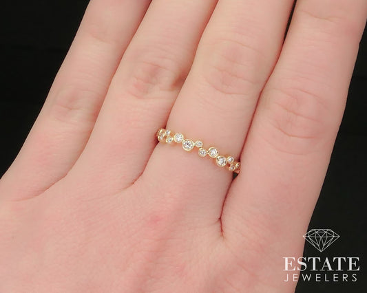14k Yellow Gold Natural .19ctw Diamond Ladies Wedding Band Ring 1.7g i3780