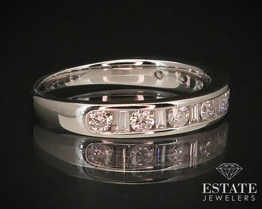 14k White Gold Natural .50ctw Diamond Ladies Wedding Band 2.5g i422