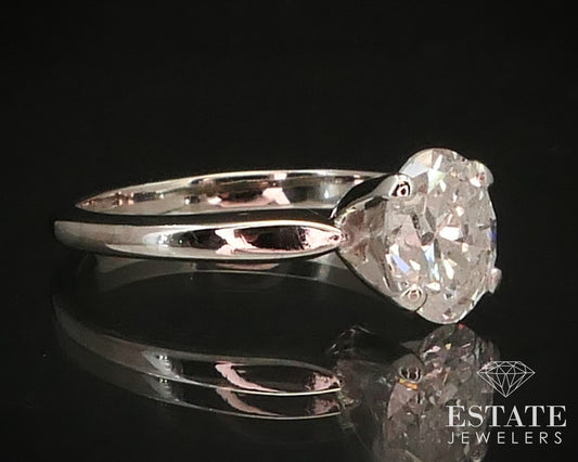 14k White Gold Oval Cut Natural 1.07ct Diamond Solitaire Ring 2.8g i7409