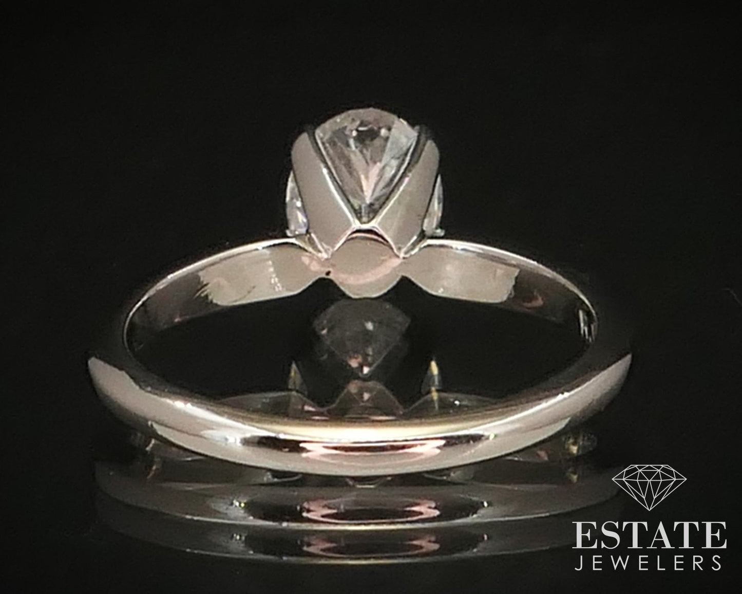 14k White Gold Oval Cut Natural 1.07ct Diamond Solitaire Ring 2.8g i7409