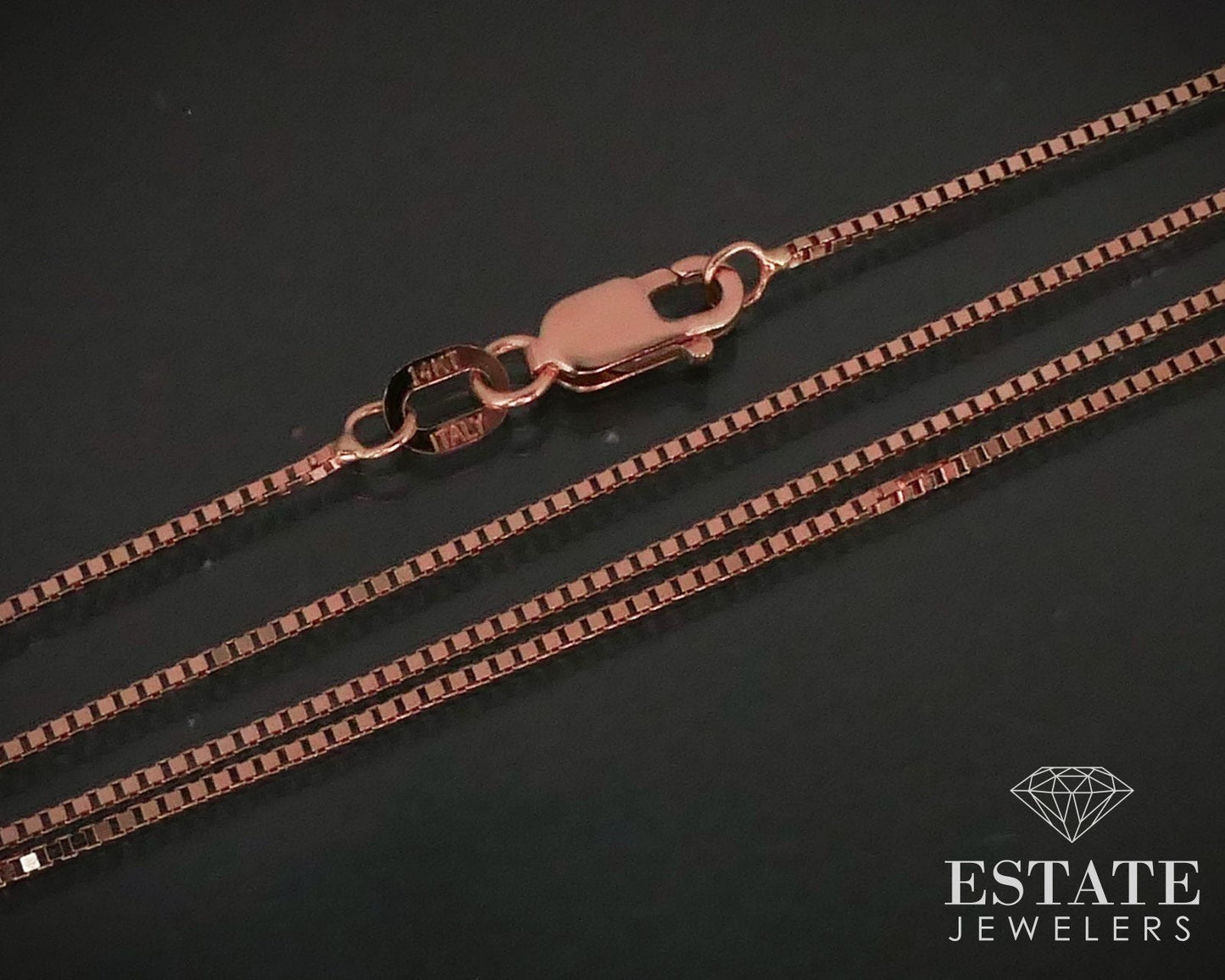 14k Rose Gold .7mm Box Chain Link Ladies Necklace 1.9g 18"L i6903