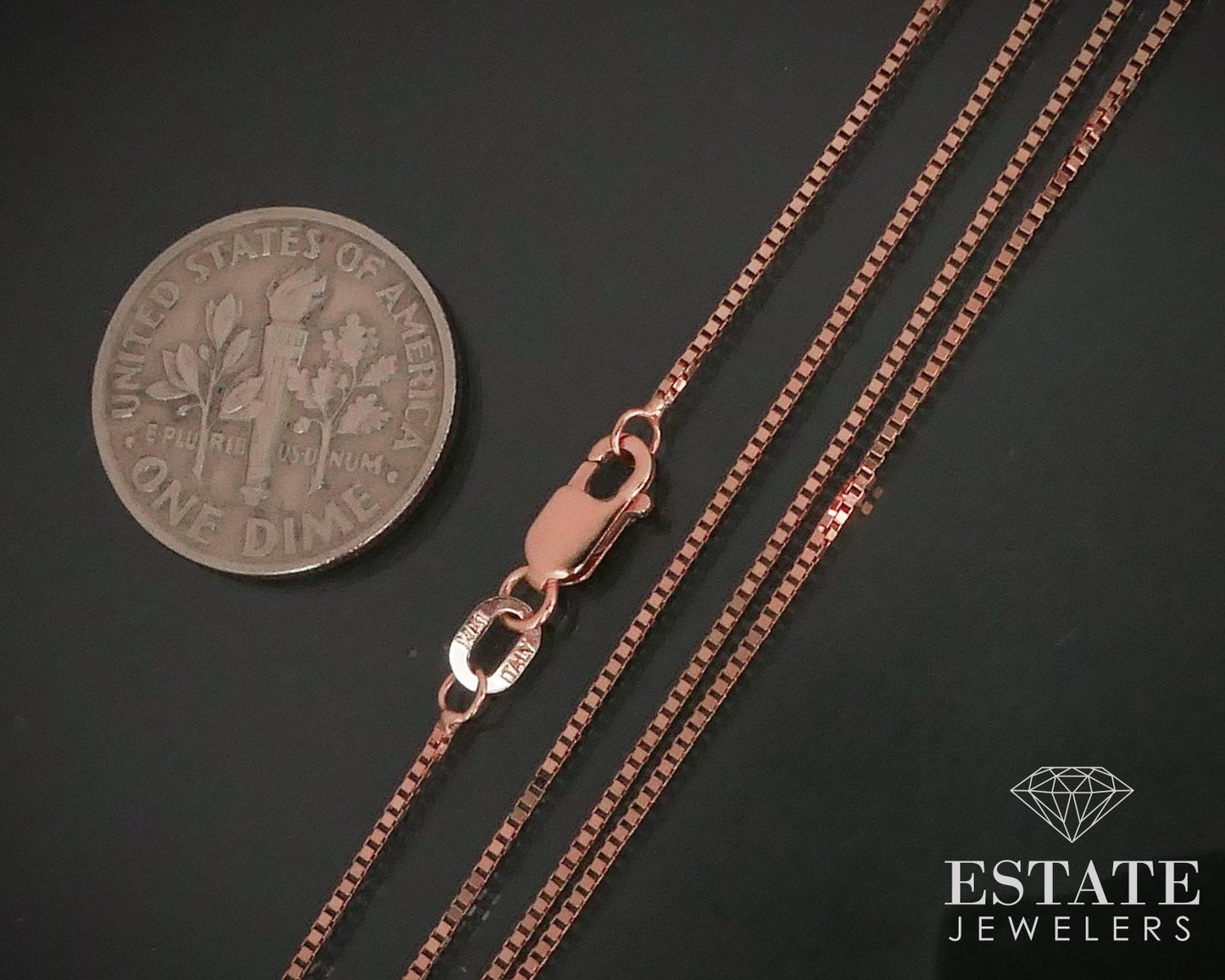 14k Rose Gold .7mm Box Chain Link Ladies Necklace 1.9g 18"L i6903