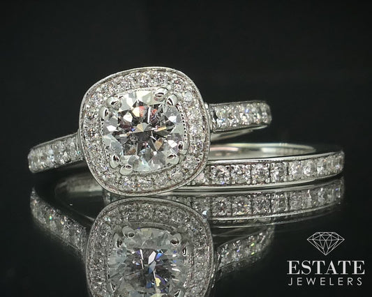 18k White Gold Round Natural 1.61ctw Diamond Gabriel & Co Wedding Set 7g i15137