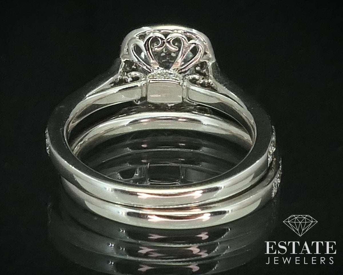 18k White Gold Round Natural 1.61ctw Diamond Gabriel & Co Wedding Set 7g i15137