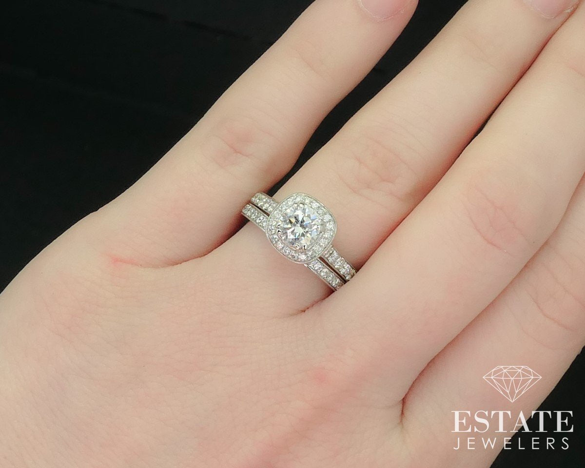 18k White Gold Round Natural 1.61ctw Diamond Gabriel & Co Wedding Set 7g i15137