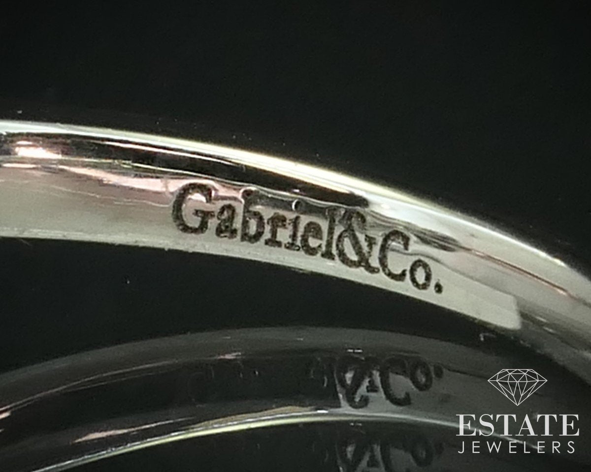 18k White Gold Round Natural 1.61ctw Diamond Gabriel & Co Wedding Set 7g i15137