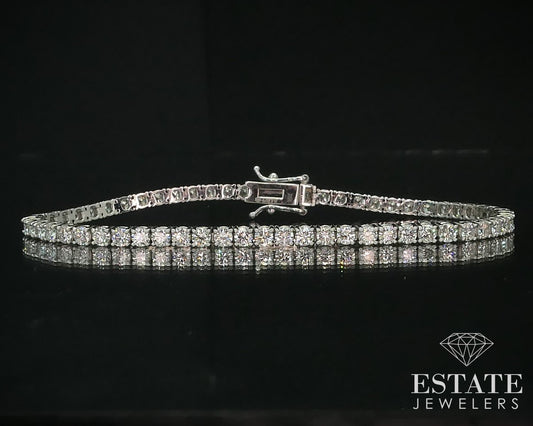 14k White Gold Round 4.01ctw Natural Diamond Tennis Bracelet 8.3g 7"L i15149
