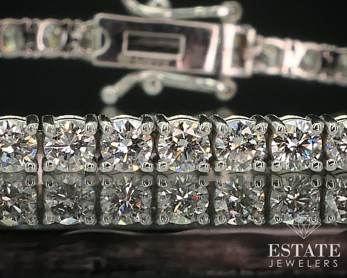 14k White Gold Round 4.01ctw Natural Diamond Tennis Bracelet 8.3g 7"L i15149