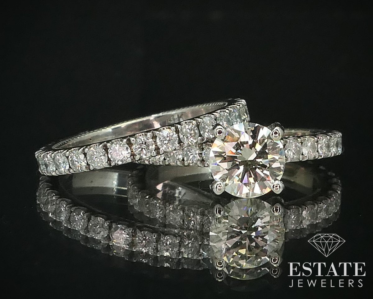 14k White Gold Round Natural 2.25ctw Diamond Ladies Wedding Set 5.1g i15146
