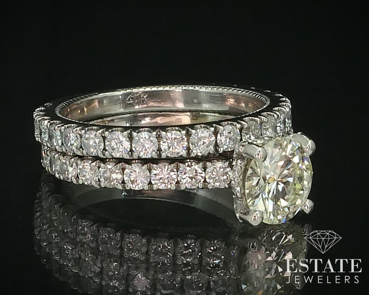 14k White Gold Round Natural 2.25ctw Diamond Ladies Wedding Set 5.1g i15146