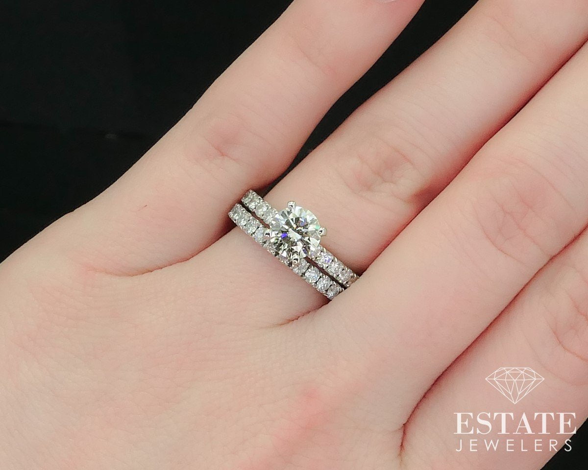 14k White Gold Round Natural 2.25ctw Diamond Ladies Wedding Set 5.1g i15146