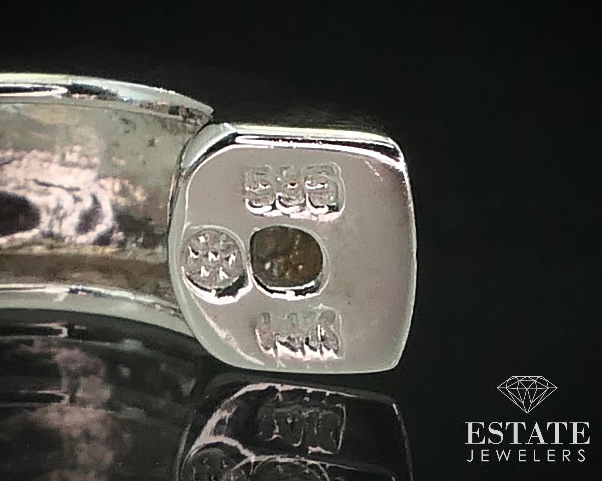 14k White Gold Round Natural 1.00ctw Diamond Huggie Hoop Earrings 6.3g i15151