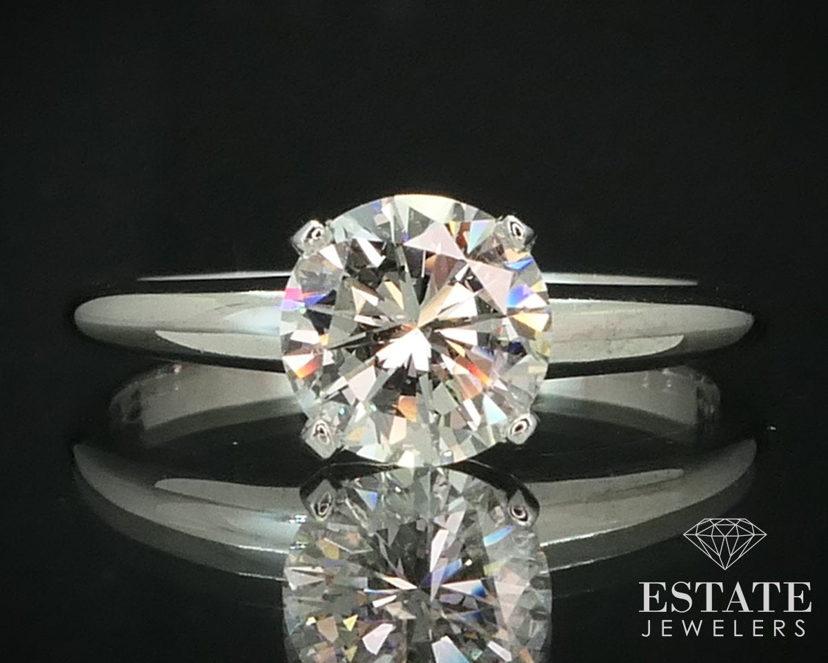 Estate 14k White Gold Natural 1.12ct Round Diamond Solitaire Ring 3g i15244