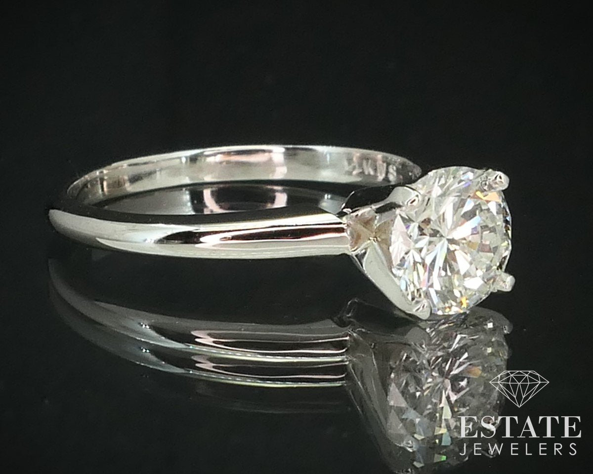Estate 14k White Gold Natural 1.12ct Round Diamond Solitaire Ring 3g i15244