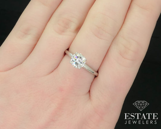 Estate 14k White Gold Natural 1.12ct Round Diamond Solitaire Ring 3g i15244