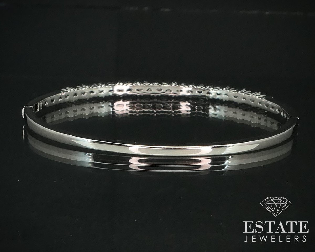 NEW 14k White Gold Natural 2ctw Blue Sapphire Diamond Bangle Bracelet i15236