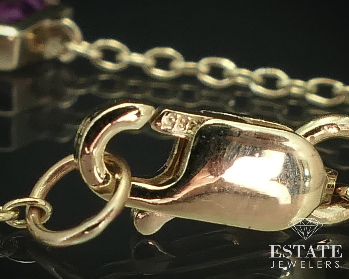 14k Yellow Gold Natural Sapphire Slice Link Tennis Bracelet 3.2g i15257