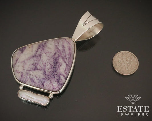 Estate Sterling Natural Charoite Jay King Mine Finds Pendant 32g i15282