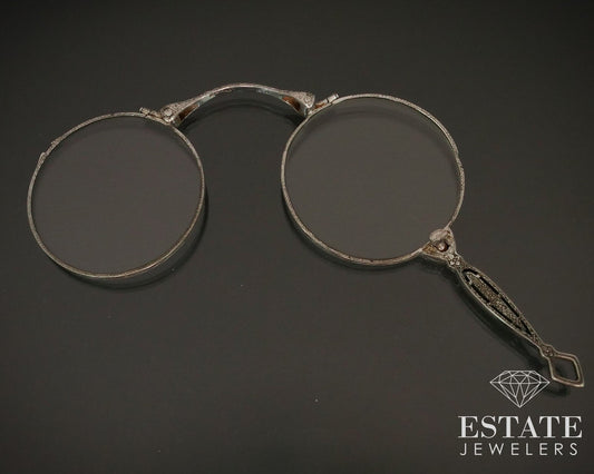 Antique Edwardian Sterling Silver Bar Lorgnette Eyeglasses 19.8g i15311