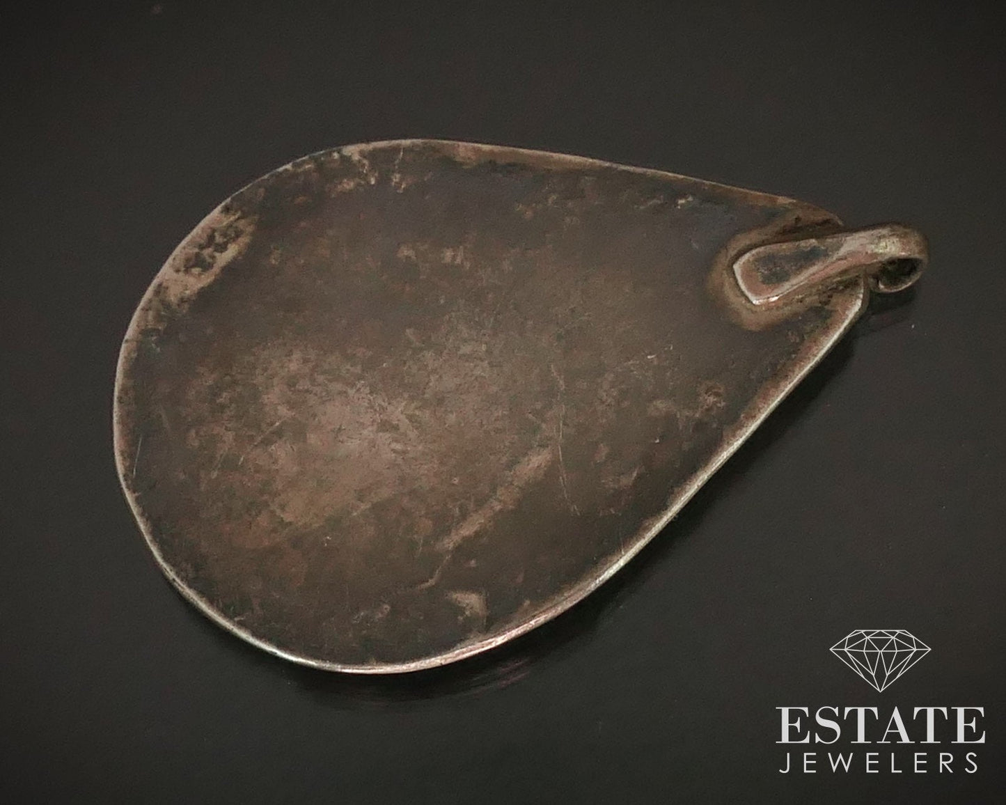 Vintage Sterling Zuni Natural Turquoise & MOP Tear Drop Pendant 11g i15310