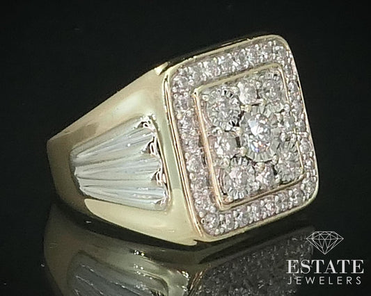 10k Yellow Gold 19mm Natural .82ctw Diamond Mens Band Ring 13.6g i15344
