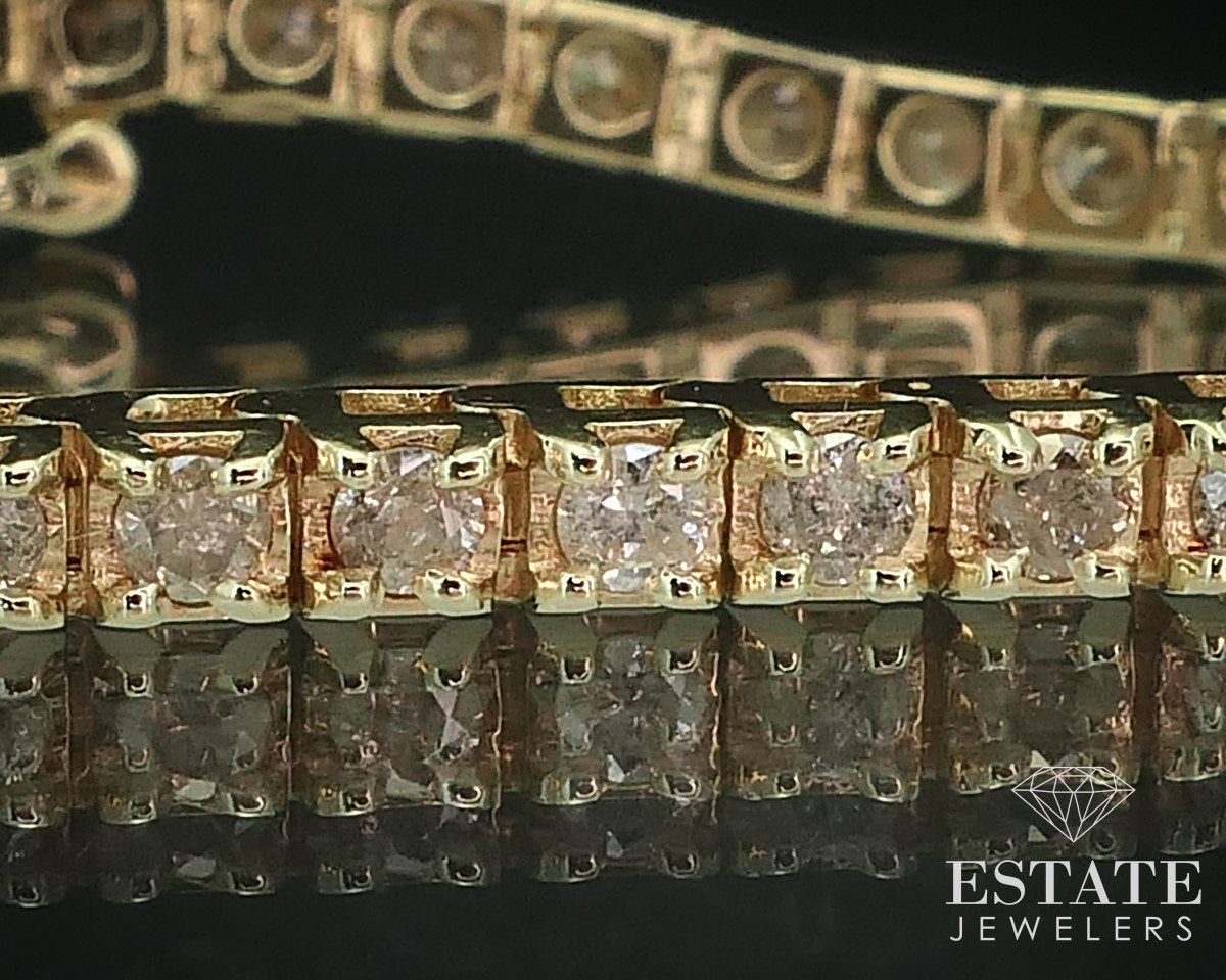 14k Yellow Gold Round 2.20ctw Natural Diamond Tennis Bracelet 11.1g 7"L I15343
