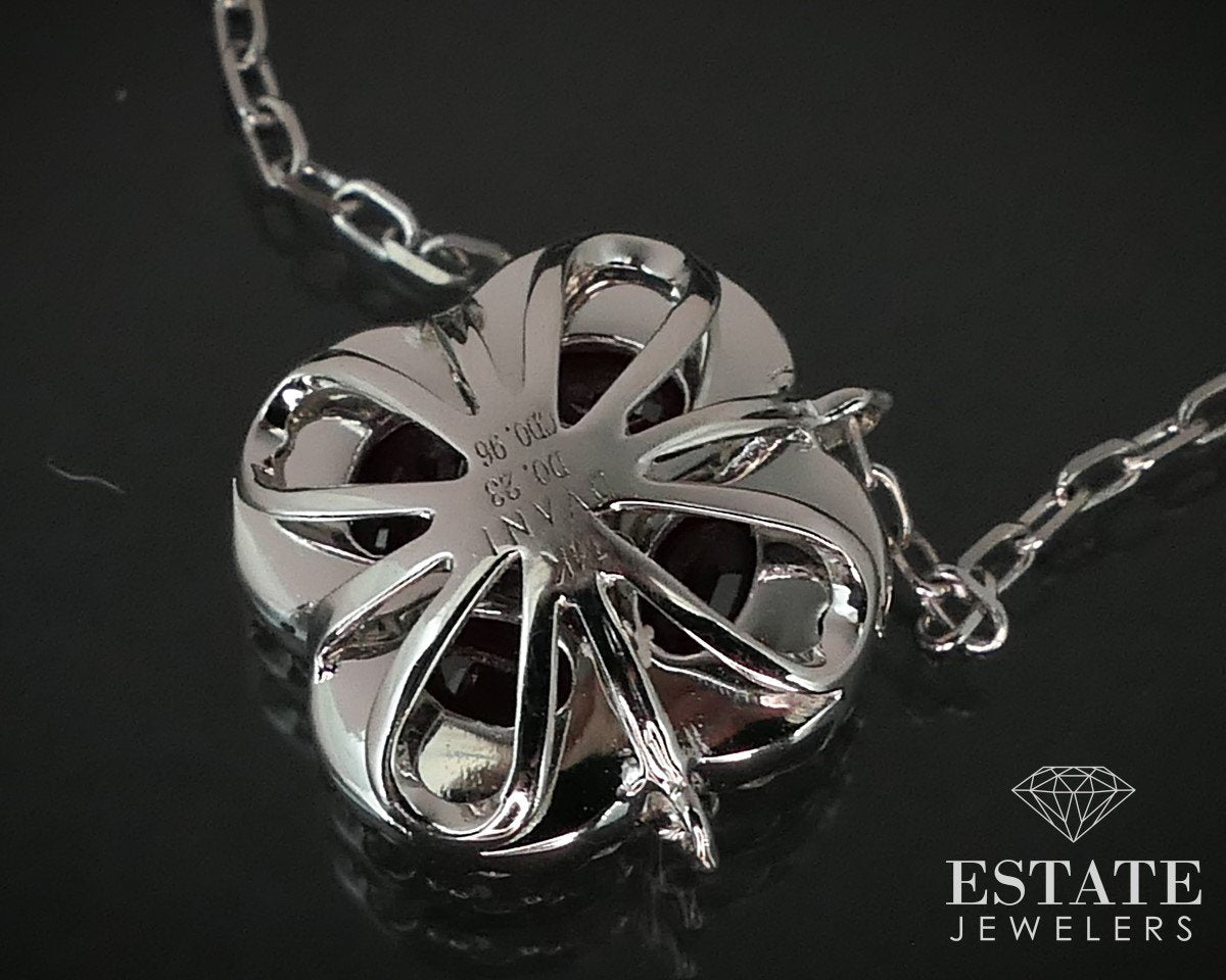 14k White Gold 1.19ctw Natural Ruby & Diamond Flower Necklace 2.7g i15305