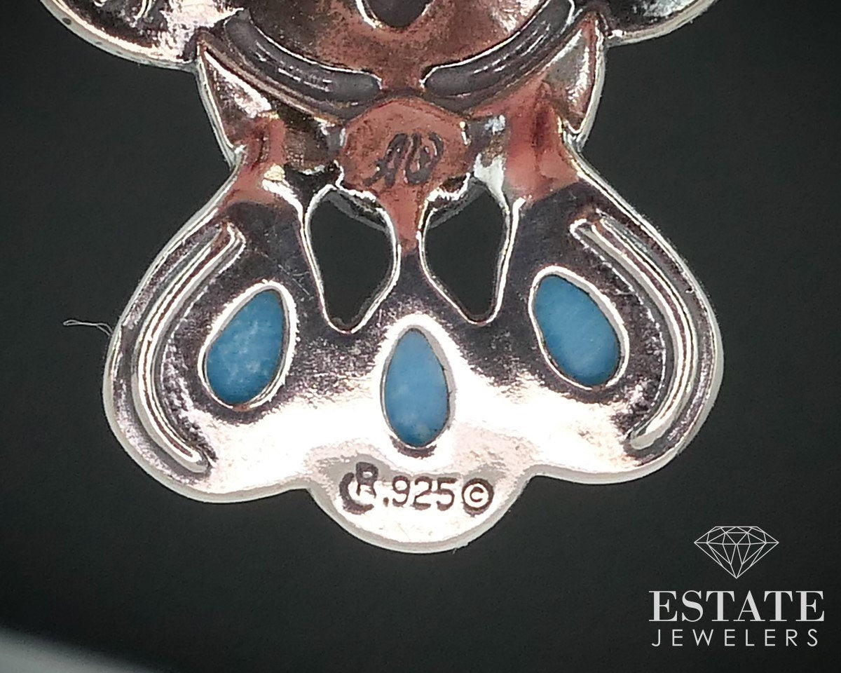 Sterling American West Natural Turquoise Concho Ladies Pendant 12.8g i15413