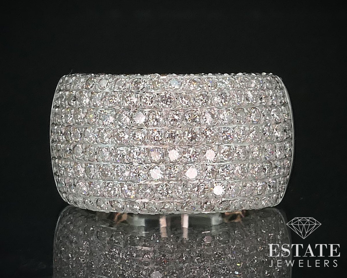 18k White Gold 2.50ctw Natural Diamond Pave Wide Ladies Band Ring 12g i15378