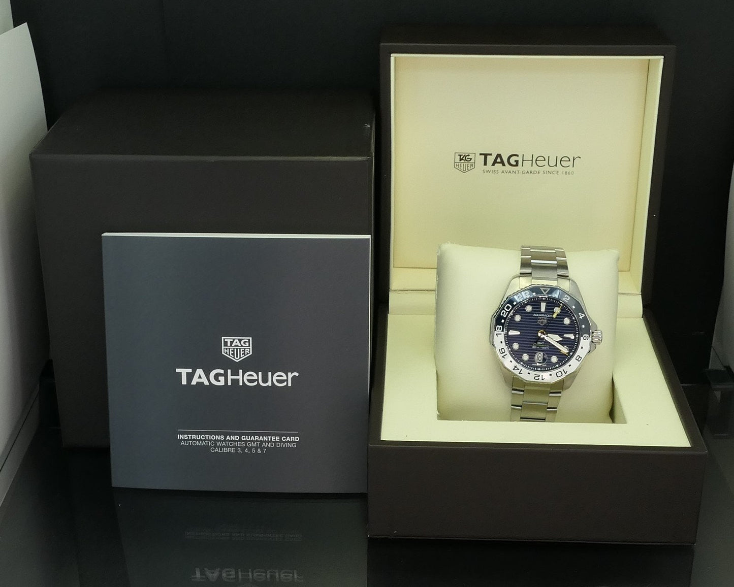 Tag Heuer Aquaracer GMT WBP2010. BA0632 Blue Dial Stainless Mens Watch i15348