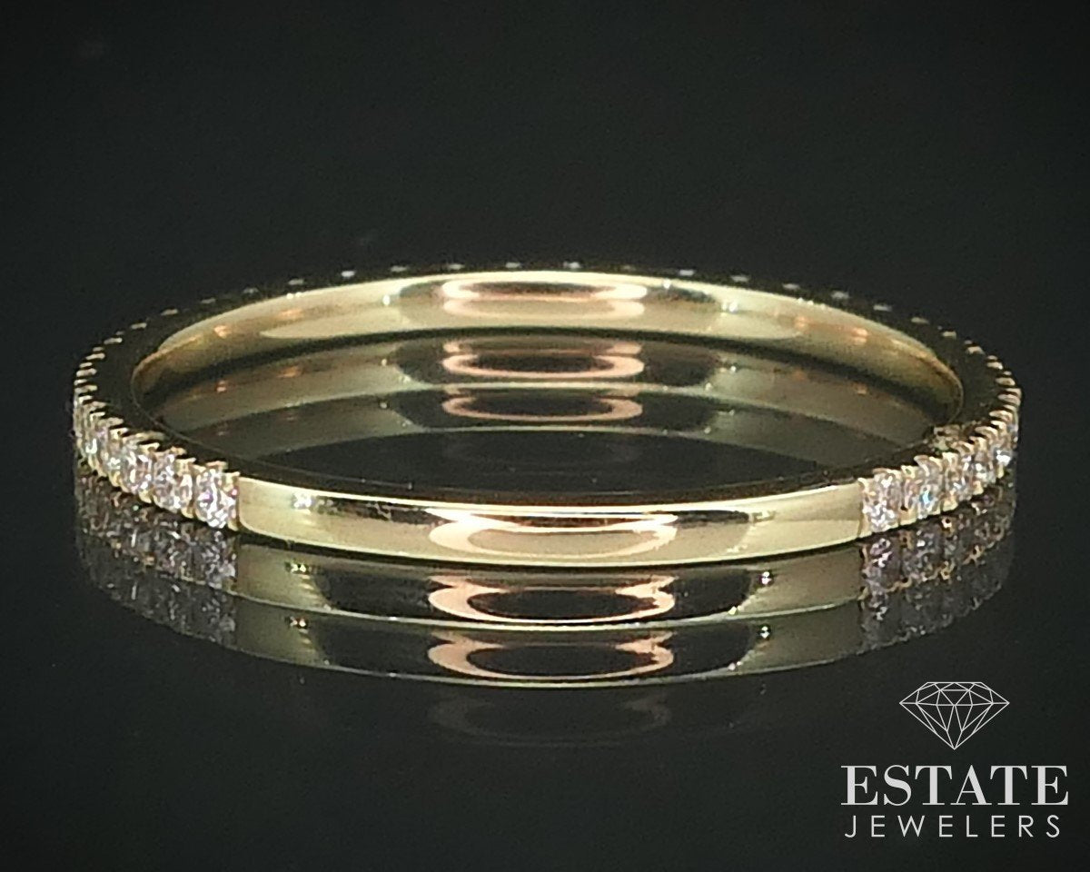 14k Yellow Gold Natural .25ctw Diamond Ladies Wedding Band Ring 0.8g i15510